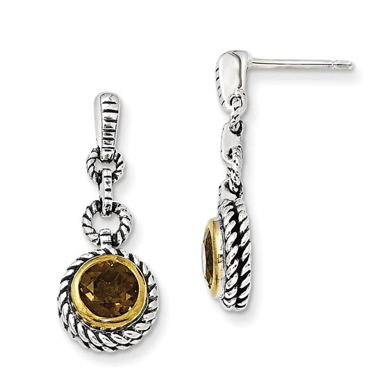 Sterling Silvertone Flash Smoky Quartz Earrings Sterling Silvertone Flash Smoky Quartz Earrings